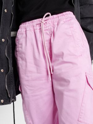 Puuvillased kõrge vöökohaga kargopüksid Ag Jeans roosa