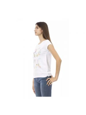 Camiseta de algodón con estampado Trussardi blanco