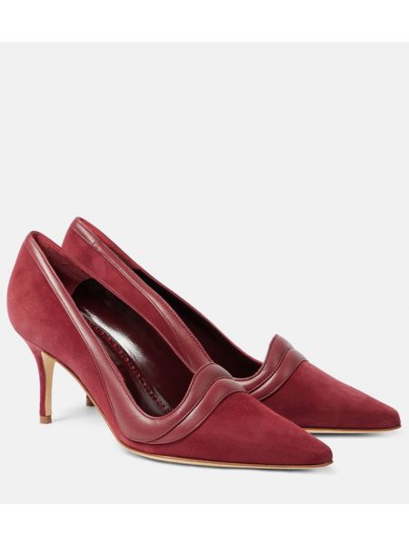 Läder mocka pumps Manolo Blahnik röd