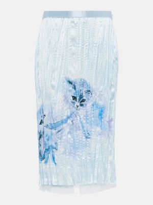 Saténová midi sukňa s potlačou Acne Studios modrá