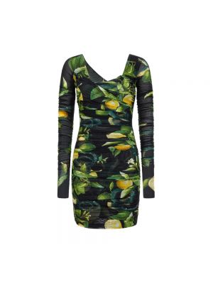 Sukienka mini z nadrukiem Roberto Cavalli zielona