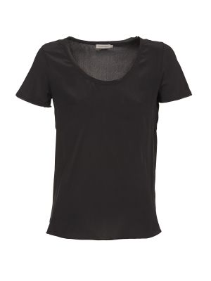 Hedvábné tričko s krátkými rukávy Calvin Klein Jeans černé