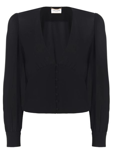 Черная блузка из вискозы Saint Laurent