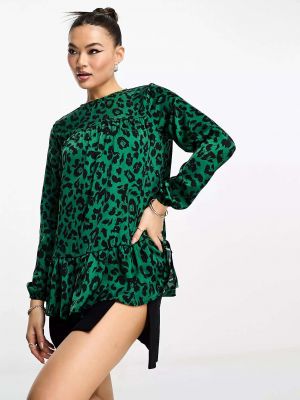 Леопардовая блузка с принтом Ax Paris зеленая