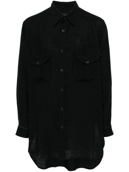 Asymetrická lněná košile Yohji Yamamoto černá
