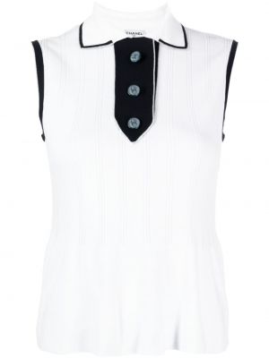 Плетена поло тениска Chanel Pre-owned бяло