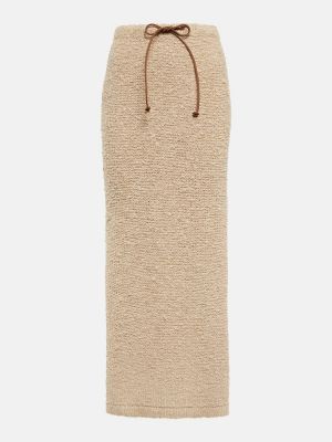 Jedwabna spódnica midi z wysoką talią Prada beżowa