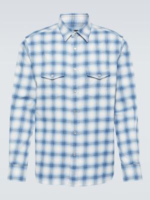 Camicia di cotone a quadri Tom Ford blu