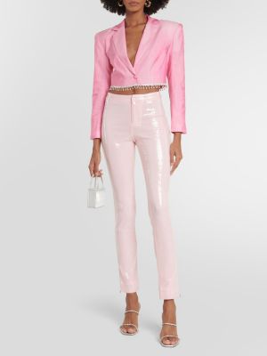 Pantaloni con paillettes slim fit Rotate Birger Christensen rosa