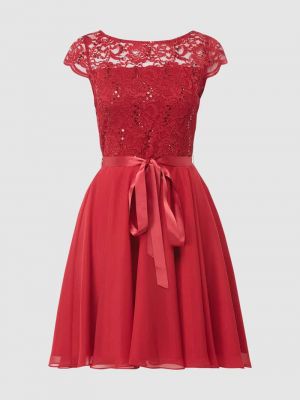 Sukienka koktajlowa szyfonowa koronkowa Swing czerwona