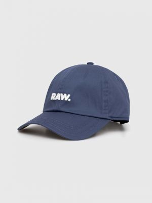 Със звездички памучна шапка с козирки с апликация G-star Raw синьо