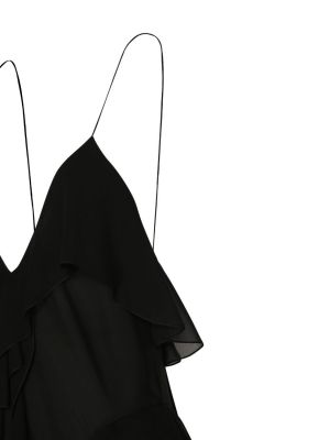 Jedwabna sukienka midi z falbankami Khaite czarna