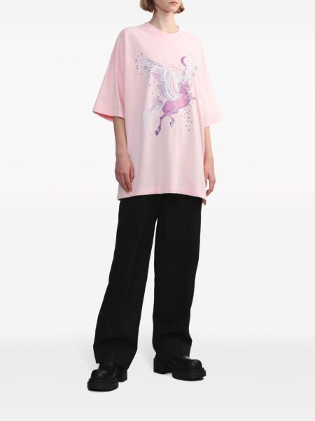 Koszulka bawełniana z nadrukiem Vetements różowa