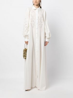 Haftowana sukienka bawełniana Elie Saab biała