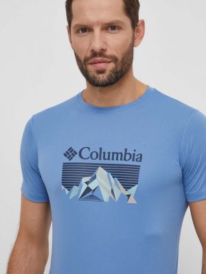 Niebieska koszulka z nadrukiem Columbia
