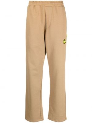 Rovné kalhoty s potiskem jersey Barrow hnědé
