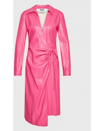 Rochie tip cămașă din piele din piele ecologică Msgm roz
