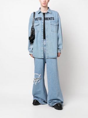 Oversize jeanshemd mit print Vetements