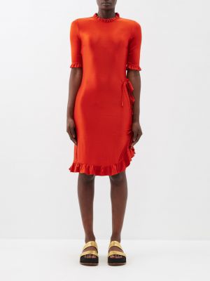 Платье мини из джерси Paco Rabanne красное