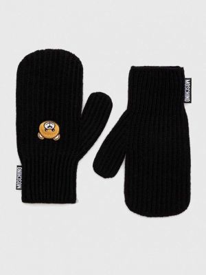 Vlněné rukavice Moschino černé