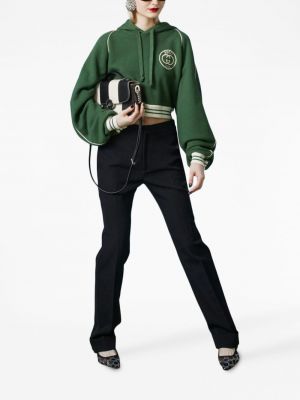 Mikina s kapucí s výšivkou Gucci zelená