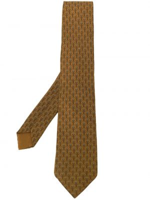 Corbata de flores con estampado Hermès marrón