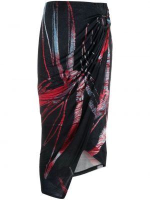 Spódnica midi z nadrukiem asymetryczna Louisa Ballou czarna