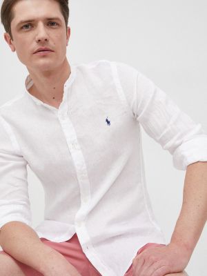Lanena košulja slim fit Polo Ralph Lauren bijela