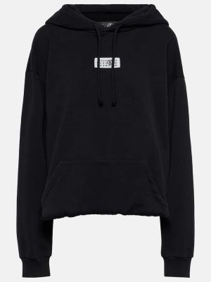Pamučna hoodie s kapuljačom od jersey Mm6 Maison Margiela crna
