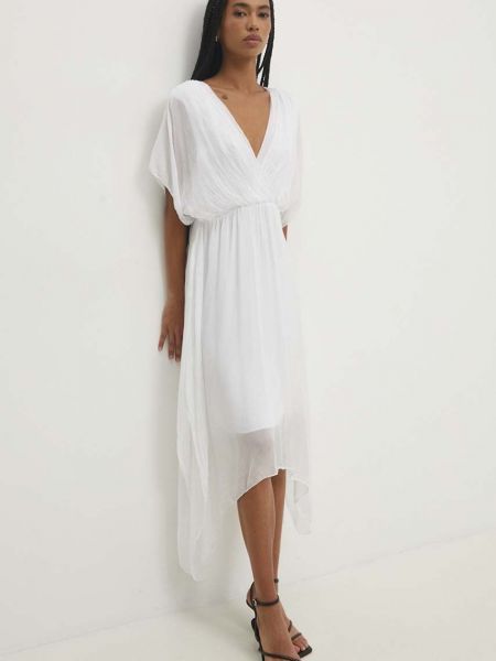 Pamučni midi haljina Answear Lab bijela