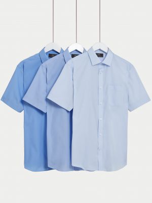 Рубашка с коротким рукавом Marks & Spencer синяя
