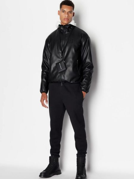 Шкіряна куртка Armani Exchange чорна
