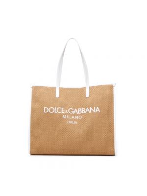 Shopper en cuir large Dolce & Gabbana marron