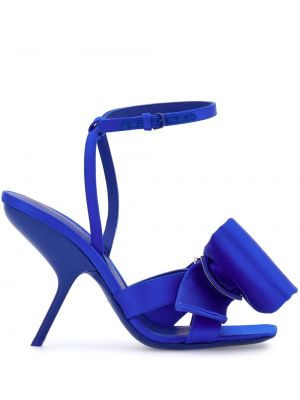 Асиметрични сатенени сандали с панделка Ferragamo синьо