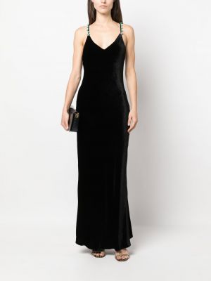 Vakarinė suknelė velvetinis v formos iškirpte Roberto Cavalli juoda
