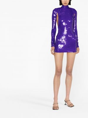 Koktejlové šaty s flitry Laquan Smith fialové