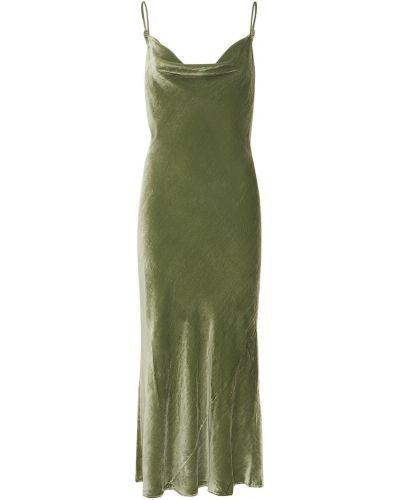 Кадифена миди рокля Reformation зелено