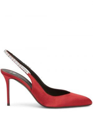 Pantofi cu toc din satin de cristal Giuseppe Zanotti roșu