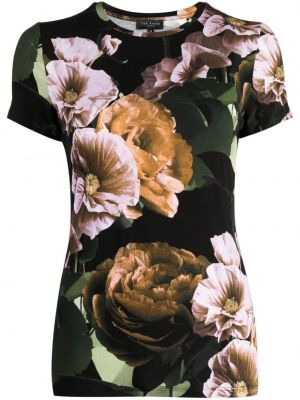 Koszulka w kwiatki z nadrukiem Ted Baker czarna