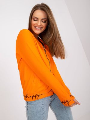 Cipzáras kapucnis melegítő felső Fashionhunters narancsszínű