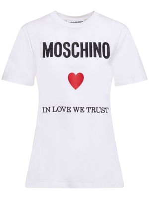 Camiseta de algodón de tela jersey Moschino blanco