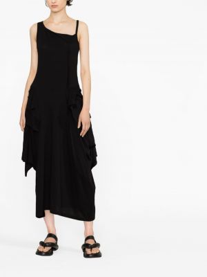 Černé asymetrické midi šaty Yohji Yamamoto