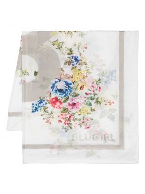 Копринен шал на цветя с принт Blugirl бяло