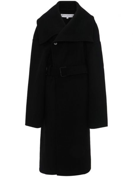 Vlnený dlhý kabát Jw Anderson čierna