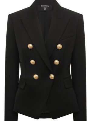 Черный шерстяной пиджак Balmain