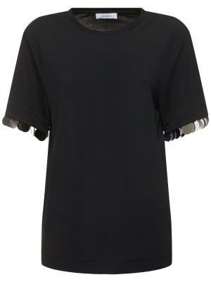 Camiseta de tela jersey de crepé Rabanne negro