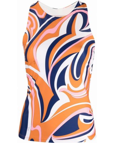 Top sin mangas con estampado con estampado abstracto Emilio Pucci naranja