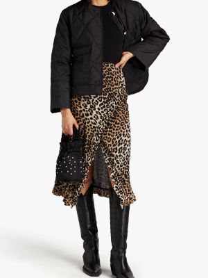 Леопардовая юбка миди с принтом с рюшами Ganni