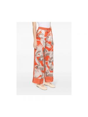 Pantalones de seda con estampado Kiton naranja