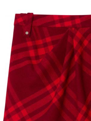 Kostkované vlněné mini sukně Burberry červené
